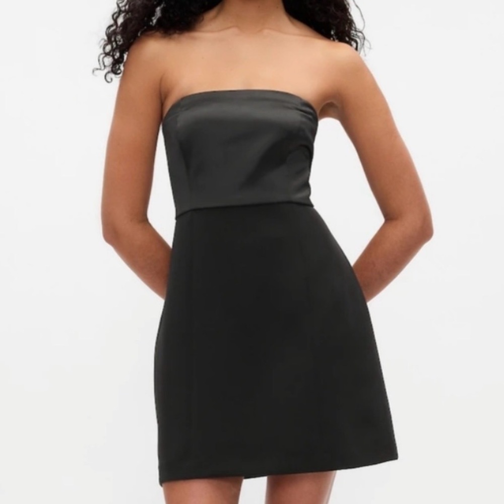 GAP Black Strapless mixed media dress large